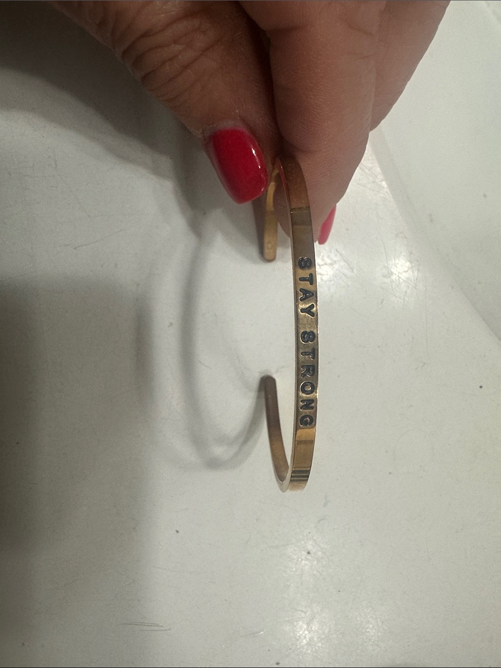 Stay Strong Gold Inspirational Cuff Bracelet